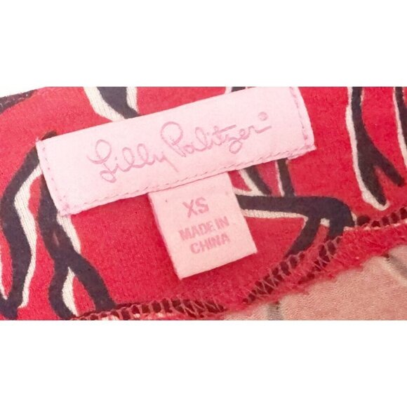 LILLY PULITZER Adalie Short Sleeve Floral Wrap Dress Pinkish Red Navy Sz XS - Picture 7 of 8